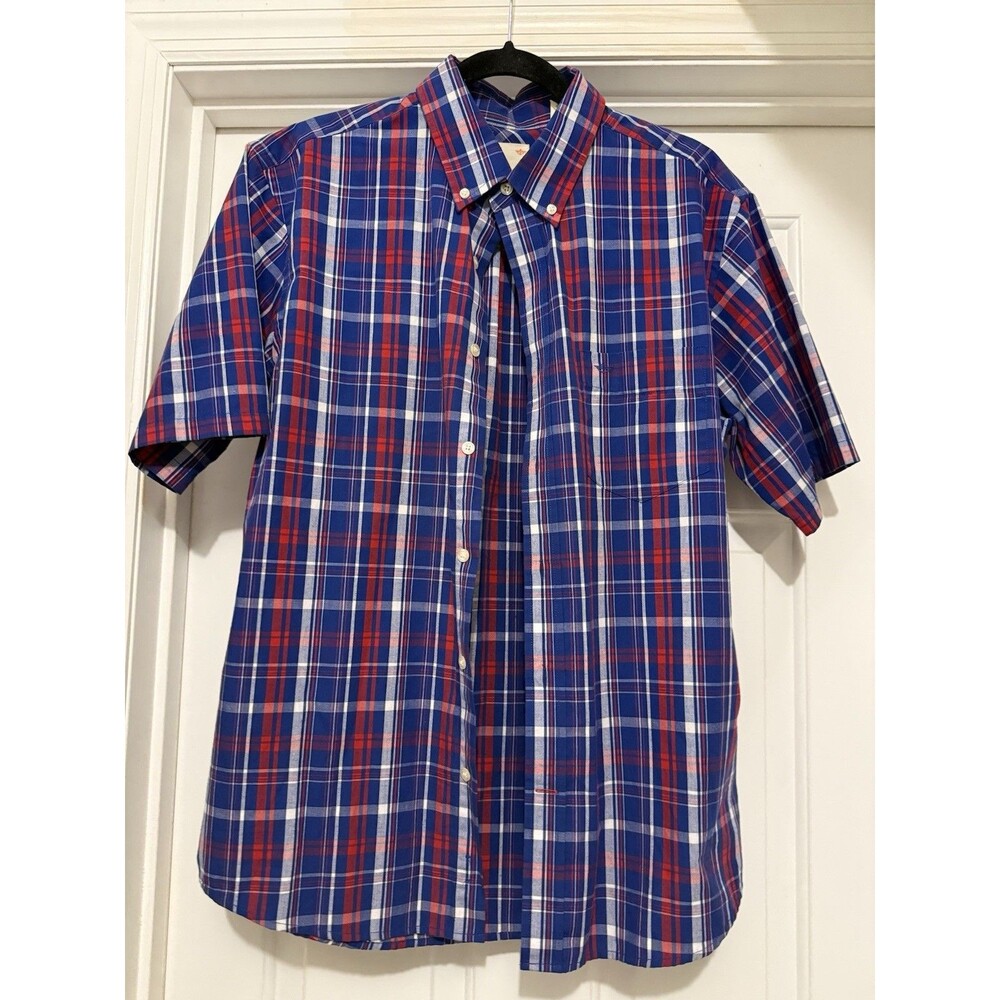 Dockers - Men Short Sleeve Button Up Plaid Shirt Size L